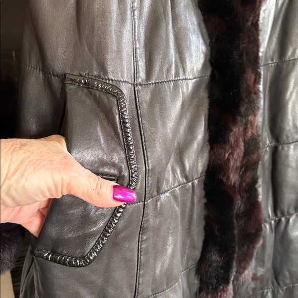 #150 leather and fur puffer coat - Picture 6 of 13